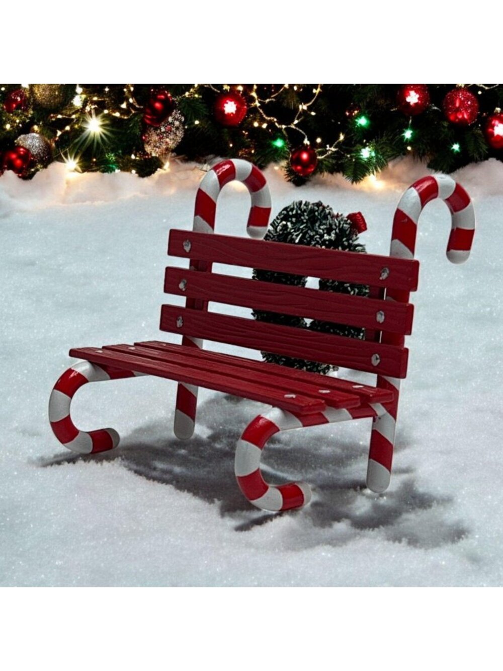 Dept 56 Candy Cane Bench, North Pole Village Christmas Accessory - 1997